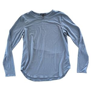 Eileen Fisher Jersey Knit Crewneck Long Sleeve Top Blue Womens XS